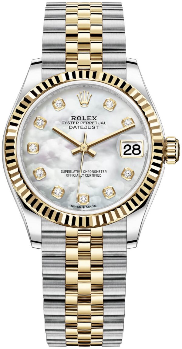 rolex damklocka 278273-0028 datejust 31 vit/18 karat gult guld ø31 mm