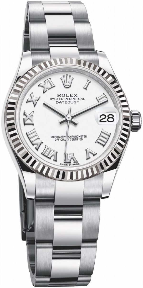 rolex damklocka 278274-0009 vit/stål ø31 mm
