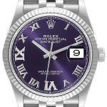 rolex herrklocka 126234-0021 datejust 36 lila/stål ø36 mm