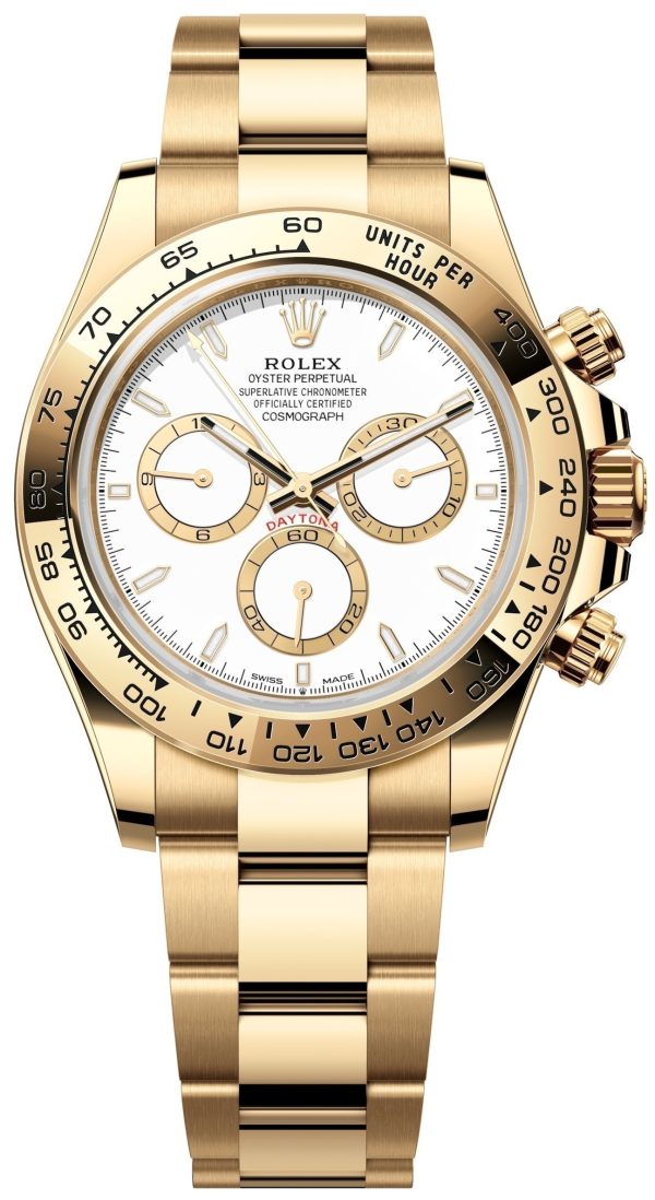 rolex herrklocka 126508-0001 cosmograph daytona vit/18 karat gult