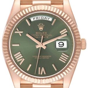 Rolex Herrklocka 228235-0025 Day-Date 40 Grön/18 karat roséguld