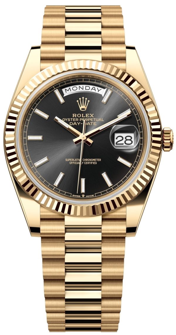 rolex herrklocka 228238-0067 day-date 40 svart/18 karat gult guld