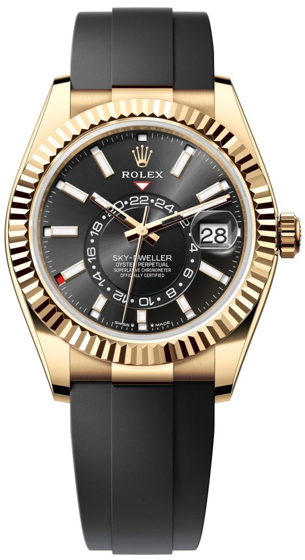 rolex herrklocka 336238-0002 sky-dweller svart/gummi ø42 mm