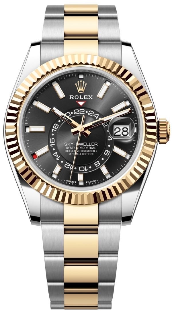 rolex herrklocka 336933-0003 sky-dweller svart/stål ø42 mm
