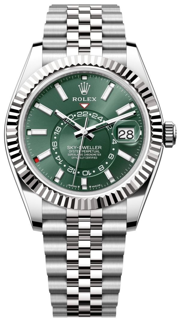 rolex herrklocka 336934-0002 sky-dweller grön/stål ø42 mm