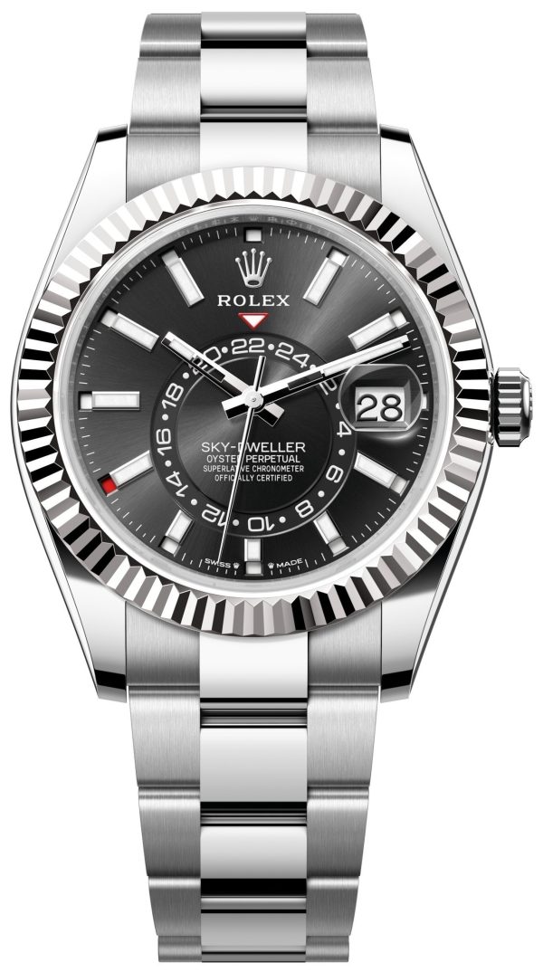 rolex herrklocka 336934-0007 sky-dweller svart/stål ø42 mm