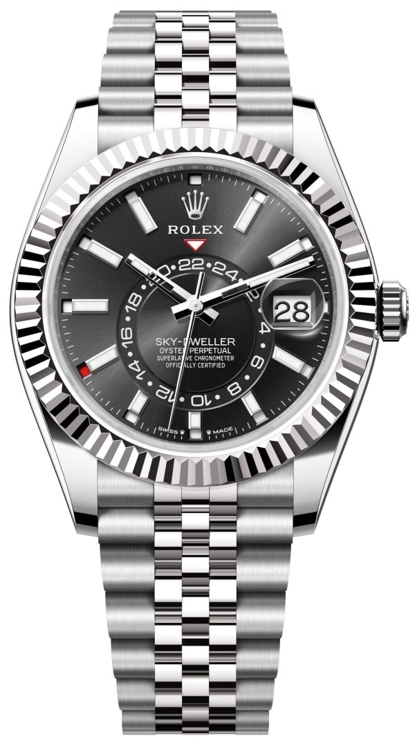 rolex herrklocka 336934-0008 sky-dweller svart/stål ø42 mm
