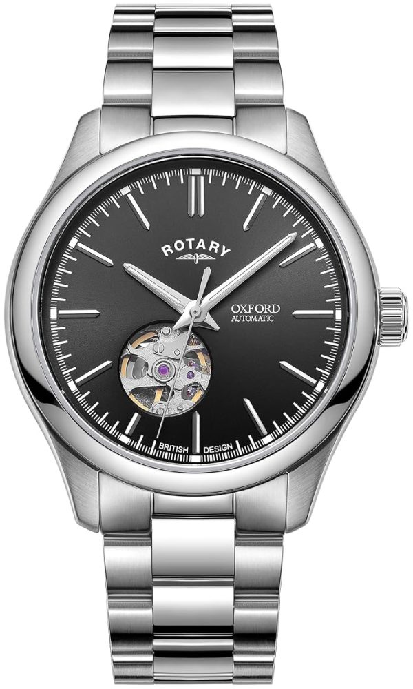 rotary herrklocka gb05095/04 oxford svart/stål ø40 mm