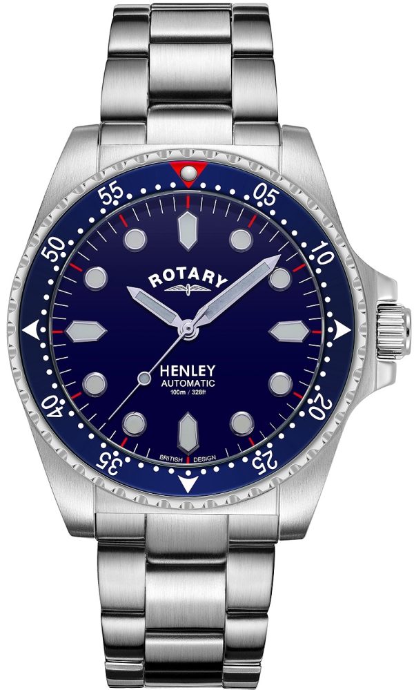 rotary herrklocka gb05136/05 henley blå/stål ø42 mm