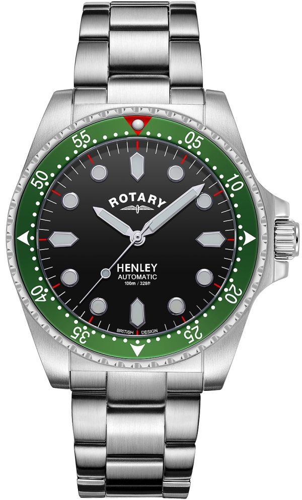rotary herrklocka gb05136/71 henley svart/stål ø42 mm