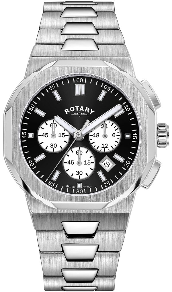 rotary herrklocka gb05450/65 regent svart/stål ø41 mm