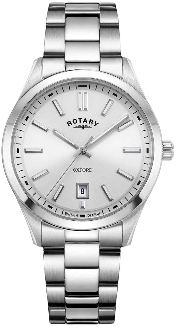 rotary herrklocka gb05520/06 contemporary silverfärgad/stål ø40 mm