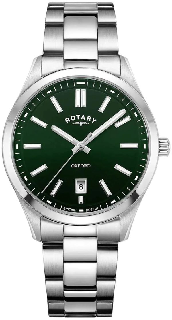 rotary herrklocka gb05520/24 contemporary grön/stål ø40 mm