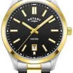 rotary herrklocka gb05521/04 contemporary svart/gulguldtonat stål