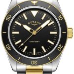 rotary herrklocka gb05661/04 heritage svart/gulguldtonat stål ø41 mm