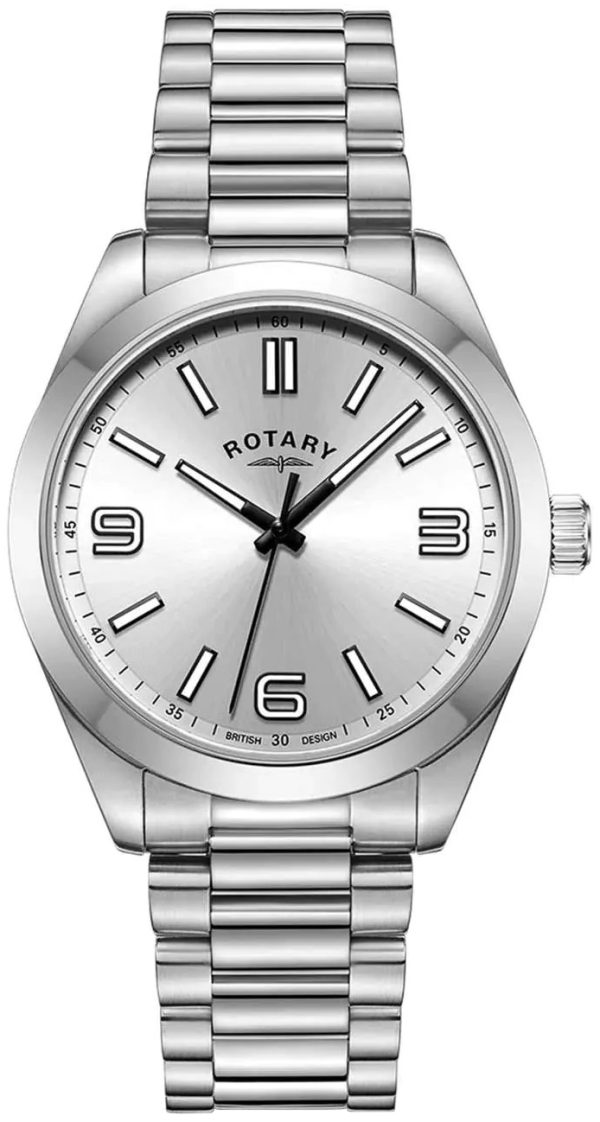 rotary herrklocka gb05770/62 heritage silverfärgad/stål ø40 mm