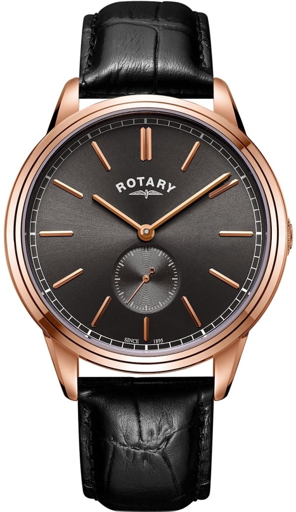 rotary herrklocka gs05364/20 cambridge svart/stål ø42 mm
