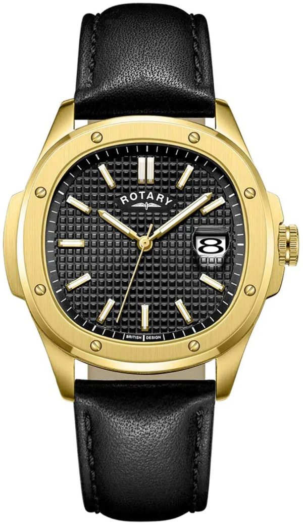 rotary herrklocka gs05578/04 classic svart/läder ø40 mm