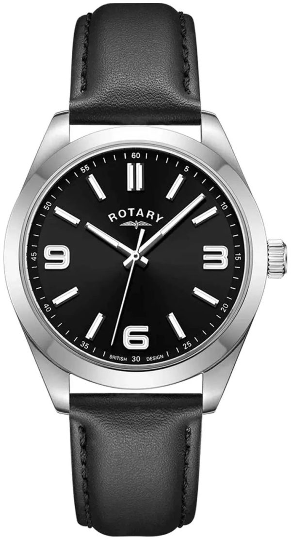 rotary herrklocka gs05770/04 heritage svart/läder ø40 mm