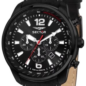 Sector Herrklocka R3271602008 Oversize Svart/Läder Ø48 mm