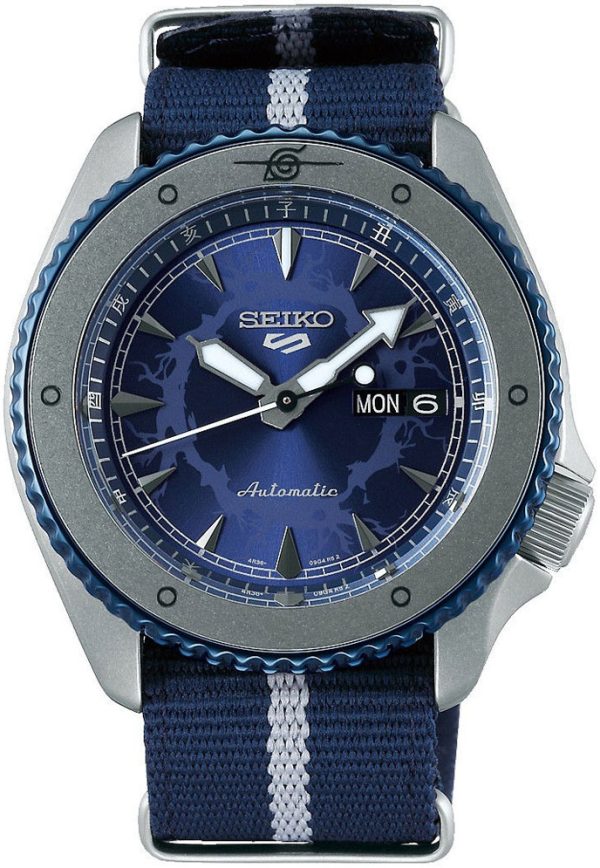seiko 5 herrklocka srpf69k1 blå/textil ø42.5 mm