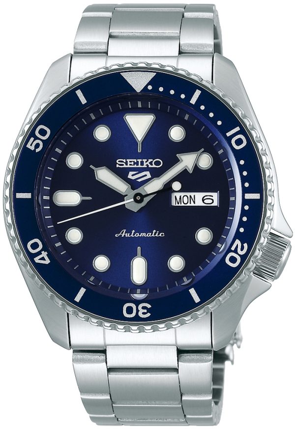 seiko 5 sports herrklocka srpd51k1 blå/stål ø43 mm