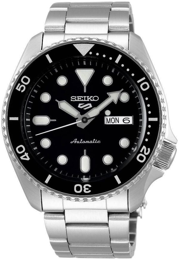 seiko 5 sports herrklocka srpd55k1 svart/stål ø43 mm