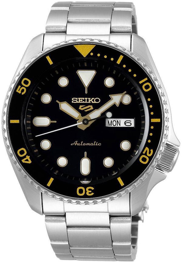 seiko 5 sports herrklocka srpd57k1 svart/stål ø43 mm