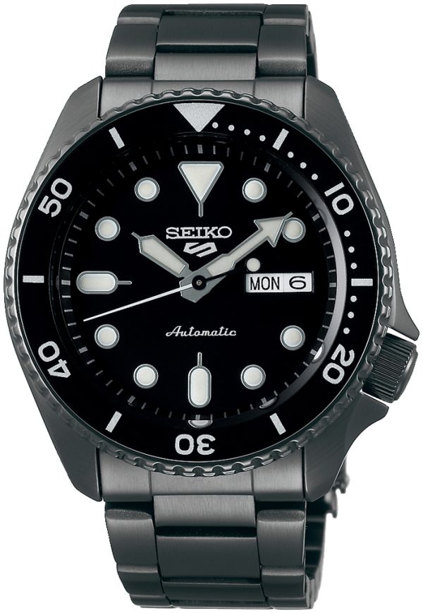 seiko 5 sports herrklocka srpd65k1 svart/stål ø43 mm