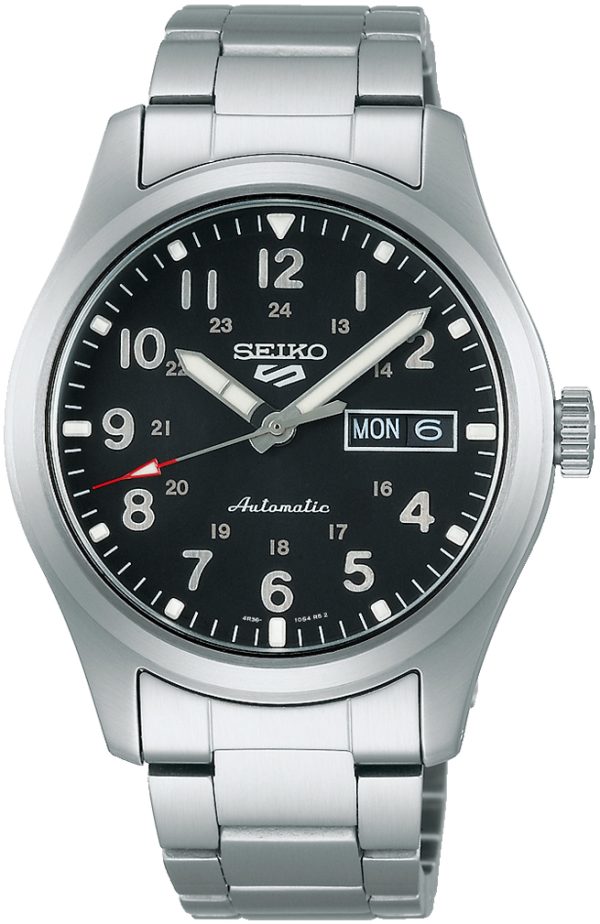 seiko 5 sports herrklocka srpg27k1 svart/stål ø39.4 mm