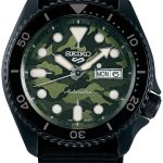 seiko 5 sports herrklocka srpj37k1 street style grön/textil ø43 mm