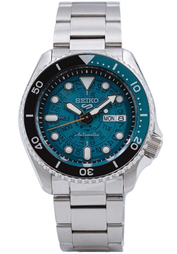 seiko 5 sports herrklocka srpj45k1 blå/stål ø43 mm