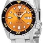 seiko 5 sports herrklocka srpk35k1 orange/stål ø38 mm