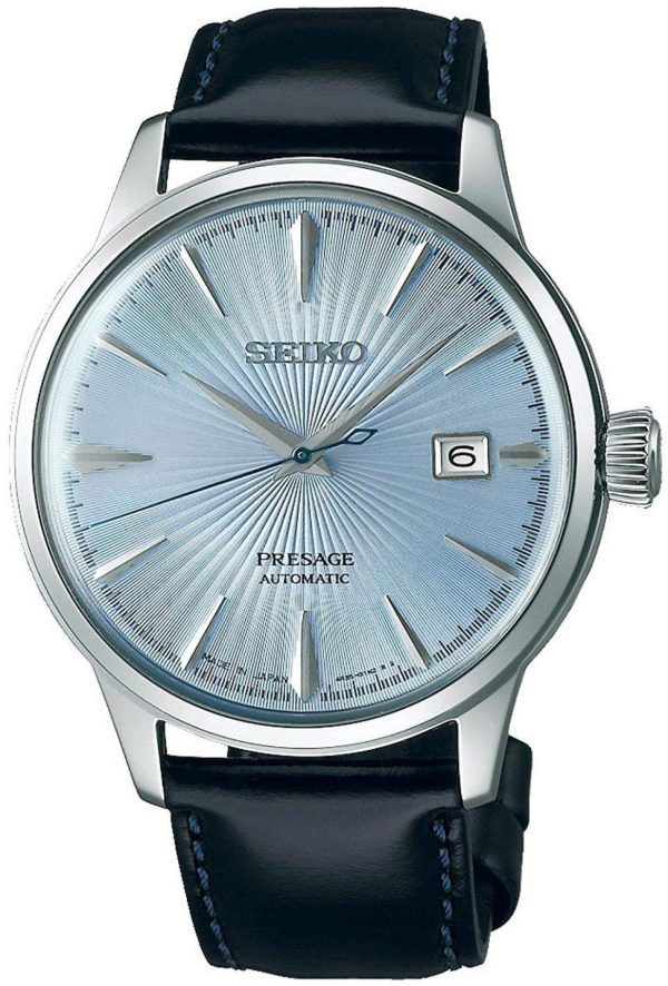 seiko herrklocka srpb43j1 presage blå/läder ø40.5 mm