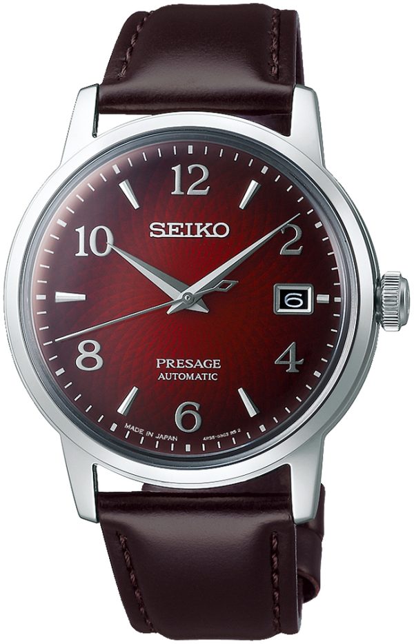 seiko herrklocka srpe41j1 presage röd/läder ø38.5 mm