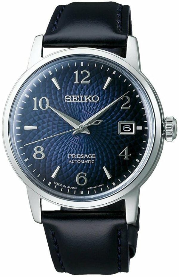 seiko herrklocka srpe43j1 presage blå/läder ø38.5 mm