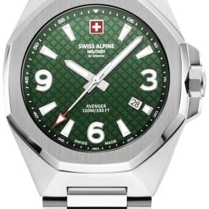 Swiss Alpine Military Herrklocka 7005.1134 Typhoon Grön/Stål Ø42 mm