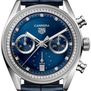 TAG Heuer Damklocka CBS2214.FC6567 Carrera Blå/Läder Ø39 mm