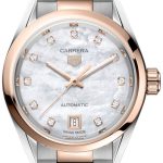 tag heuer damklocka wbn2450.bd0569 carrera vit/18 karat roséguld