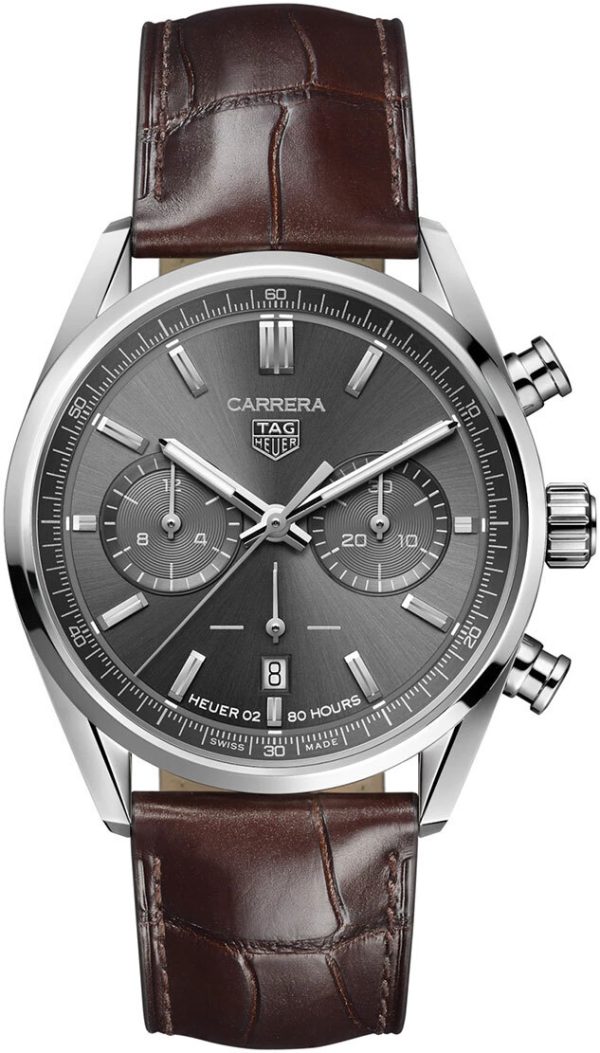 tag heuer herrklocka cbn2012.fc6483 carrera grå/läder ø42 mm