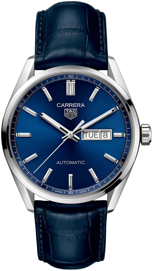 tag heuer herrklocka wbn2012.fc6502 carrera blå/läder ø41 mm