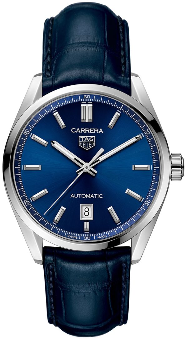 tag heuer herrklocka wbn2112.fc6504 carrera blå/läder ø39 mm