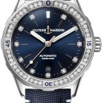 ulysse nardin damklocka 8163-182b-13 diver blå/läder ø39 mm