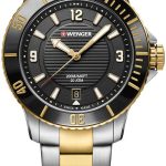 wenger damklocka 01.0621.113 svart/gulguldtonat stål ø36 mm