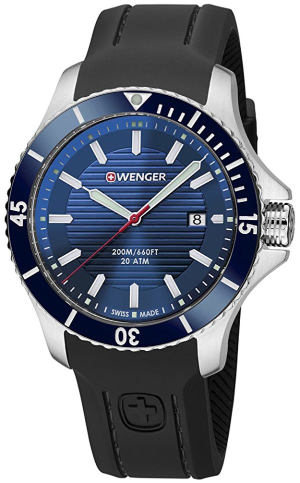 wenger herrklocka 01.0643.119 seaforce blå/gummi ø43 mm