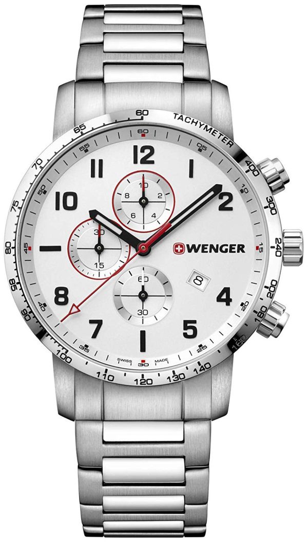 wenger herrklocka 01.1543.110 silverfärgad/stål ø44 mm