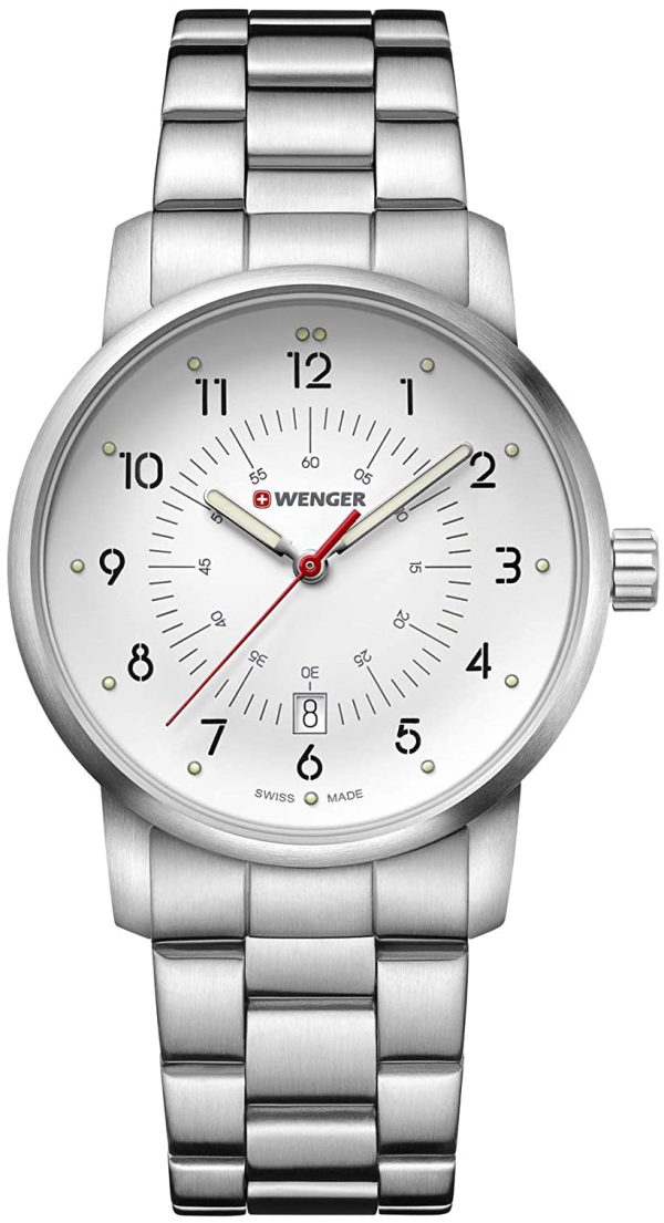 wenger herrklocka 01.1641.114 vit/stål ø42 mm