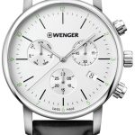 wenger herrklocka 01.1743.118 silverfärgad/läder ø44 mm