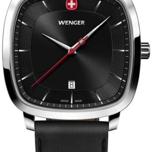 Wenger Herrklocka 01.1921.105 Vintage Svart/Läder