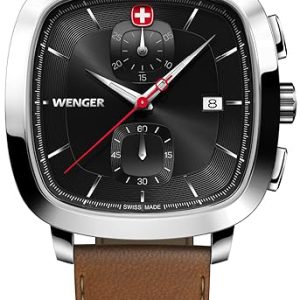 Wenger Herrklocka 01.1933.102 Vintage Svart/Läder